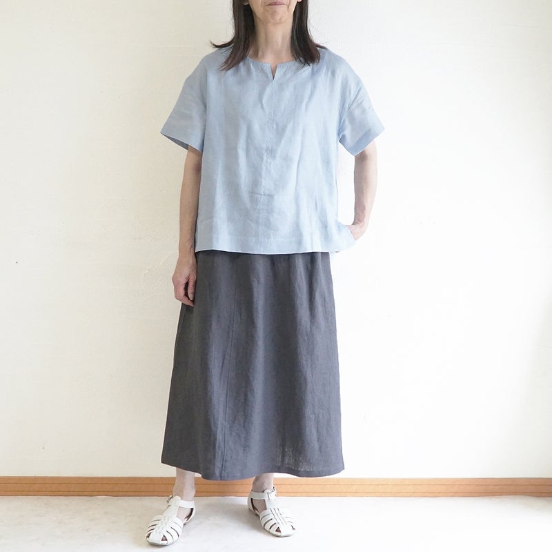 Branch m‘.,ブランチエム,ナチュラル,30代,40代,50代,60代,リネン,ゆったり,麻,プルオーバー,リネンプルオーバー,リネンブラウス,ブラウス,Tシャツ,