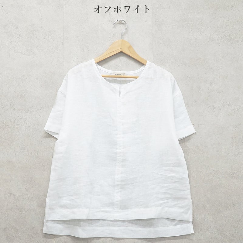 Branch m‘.,ブランチエム,ナチュラル,30代,40代,50代,60代,リネン,ゆったり,麻,プルオーバー,リネンプルオーバー,リネンブラウス,ブラウス,Tシャツ,