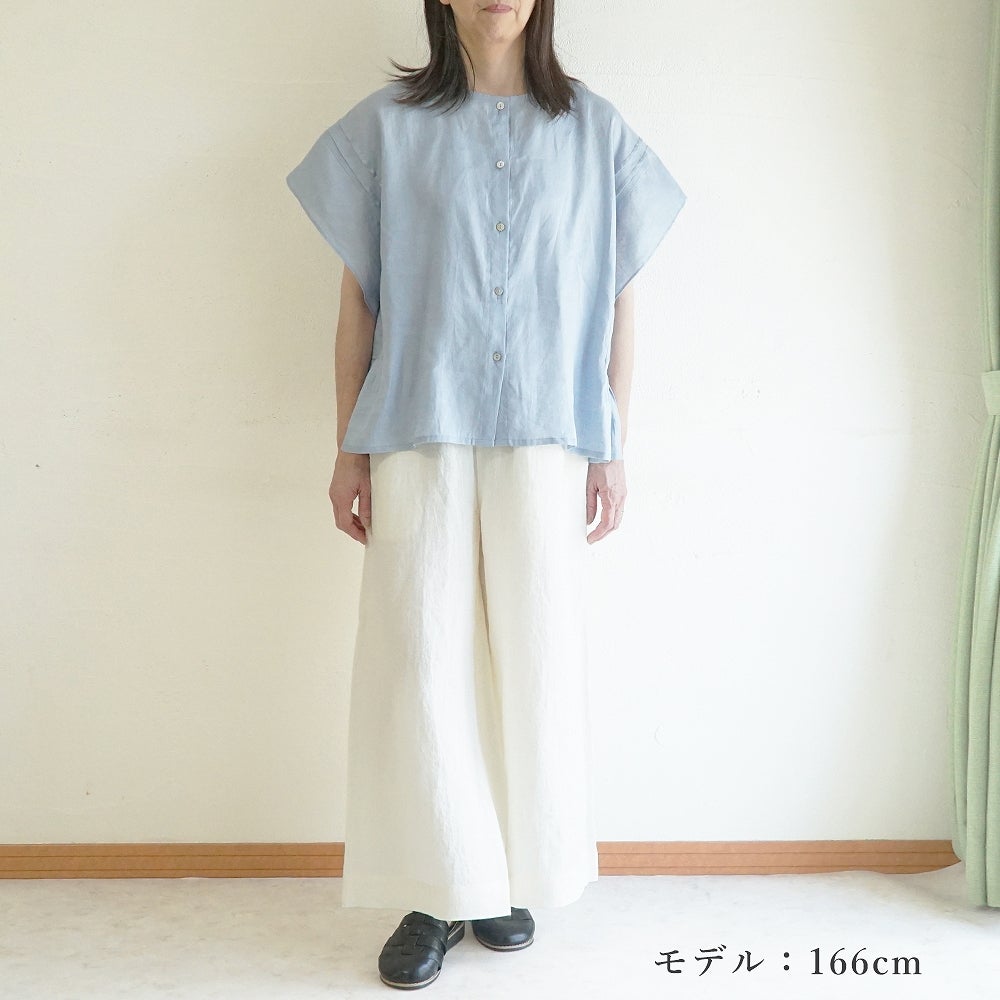 Branch m‘.,ブランチエム,ナチュラル,30代,40代,50代,60代,リネン,ゆったり,麻,ブラウス,リネンブラウス,ピンタックブラウス,ギャザーブラウス ,
