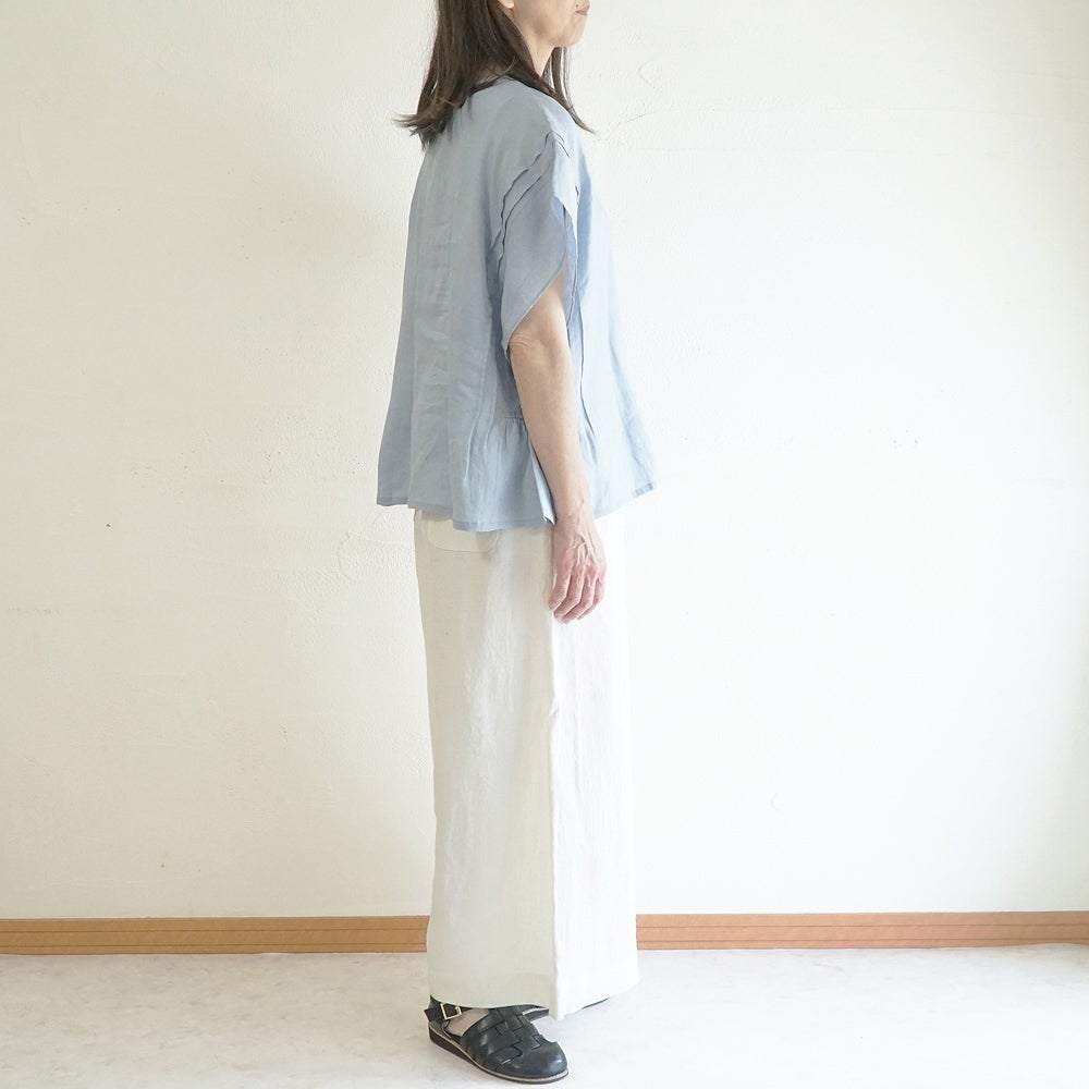 Branch m‘.,ブランチエム,ナチュラル,30代,40代,50代,60代,リネン,ゆったり,麻,ブラウス,リネンブラウス,ピンタックブラウス,ギャザーブラウス ,