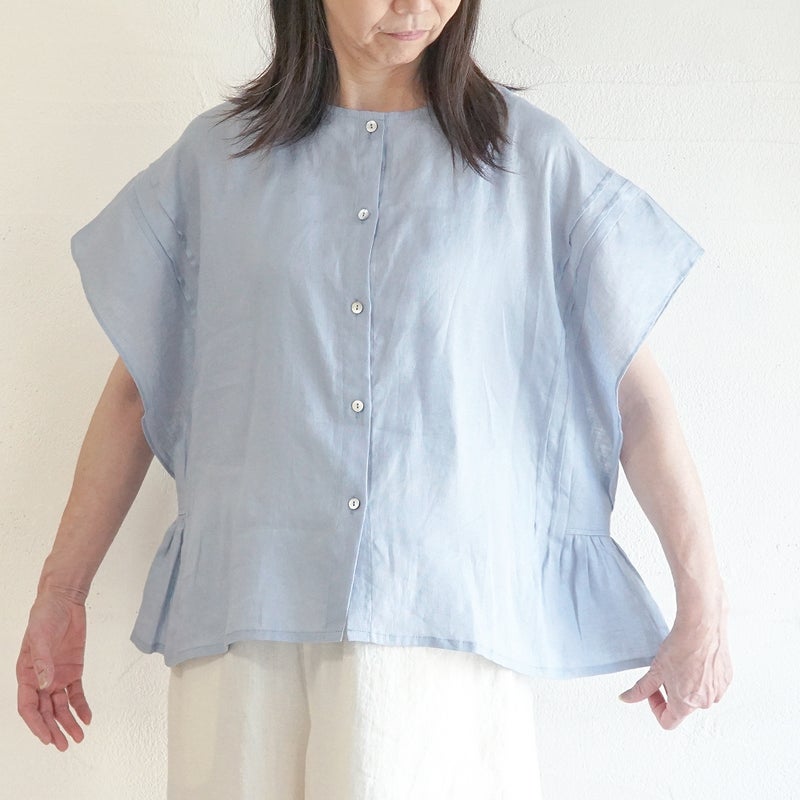 Branch m‘.,ブランチエム,ナチュラル,30代,40代,50代,60代,リネン,ゆったり,麻,ブラウス,リネンブラウス,ピンタックブラウス,ギャザーブラウス ,