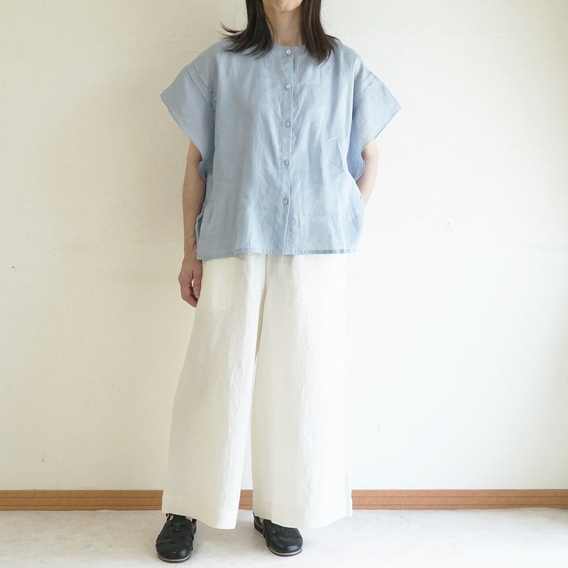 Branch m‘.,ブランチエム,ナチュラル,30代,40代,50代,60代,リネン,ゆったり,麻,ブラウス,リネンブラウス,ピンタックブラウス,ギャザーブラウス ,