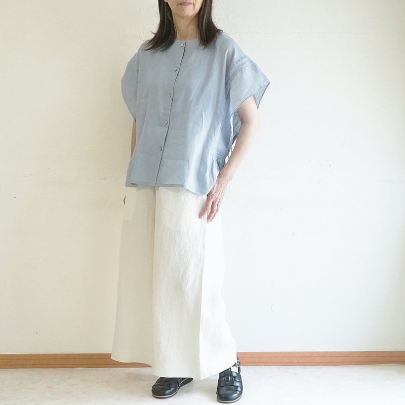 Branch m‘.,ブランチエム,ナチュラル,30代,40代,50代,60代,リネン,ゆったり,麻,ブラウス,リネンブラウス,ピンタックブラウス,ギャザーブラウス ,