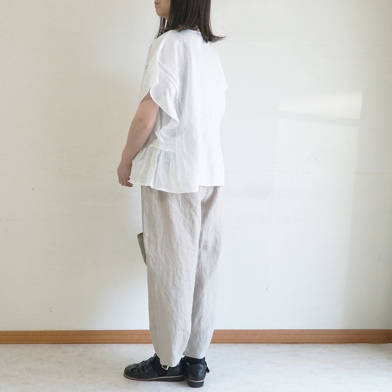 Branch m‘.,ブランチエム,ナチュラル,30代,40代,50代,60代,リネン,ゆったり,麻,ブラウス,リネンブラウス,ピンタックブラウス,ギャザーブラウス ,