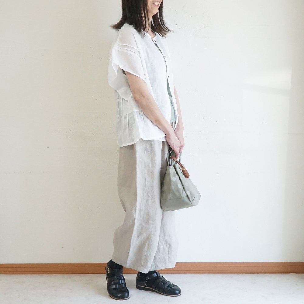Branch m‘.,ブランチエム,ナチュラル,30代,40代,50代,60代,リネン,ゆったり,麻,ブラウス,リネンブラウス,ピンタックブラウス,ギャザーブラウス ,