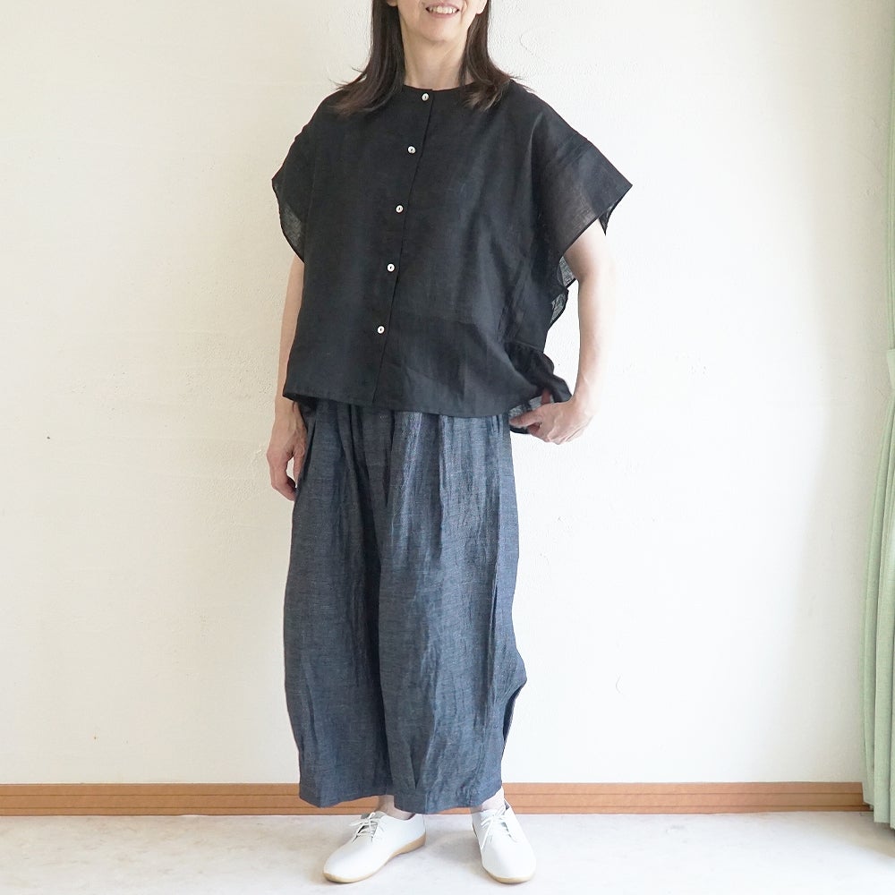 Branch m‘.,ブランチエム,ナチュラル,30代,40代,50代,60代,リネン,ゆったり,麻,ブラウス,リネンブラウス,ピンタックブラウス,ギャザーブラウス ,