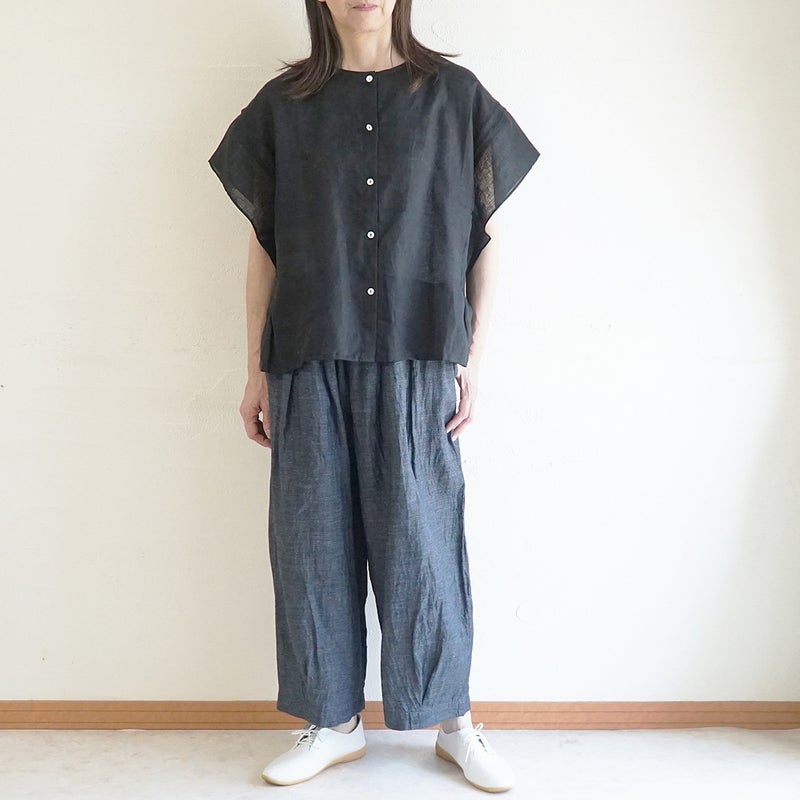 Branch m‘.,ブランチエム,ナチュラル,30代,40代,50代,60代,リネン,ゆったり,麻,ブラウス,リネンブラウス,ピンタックブラウス,ギャザーブラウス ,