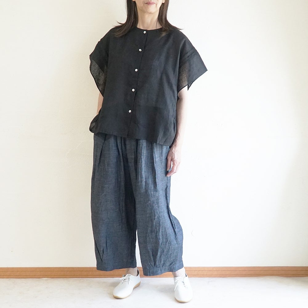 Branch m‘.,ブランチエム,ナチュラル,30代,40代,50代,60代,リネン,ゆったり,麻,ブラウス,リネンブラウス,ピンタックブラウス,ギャザーブラウス ,