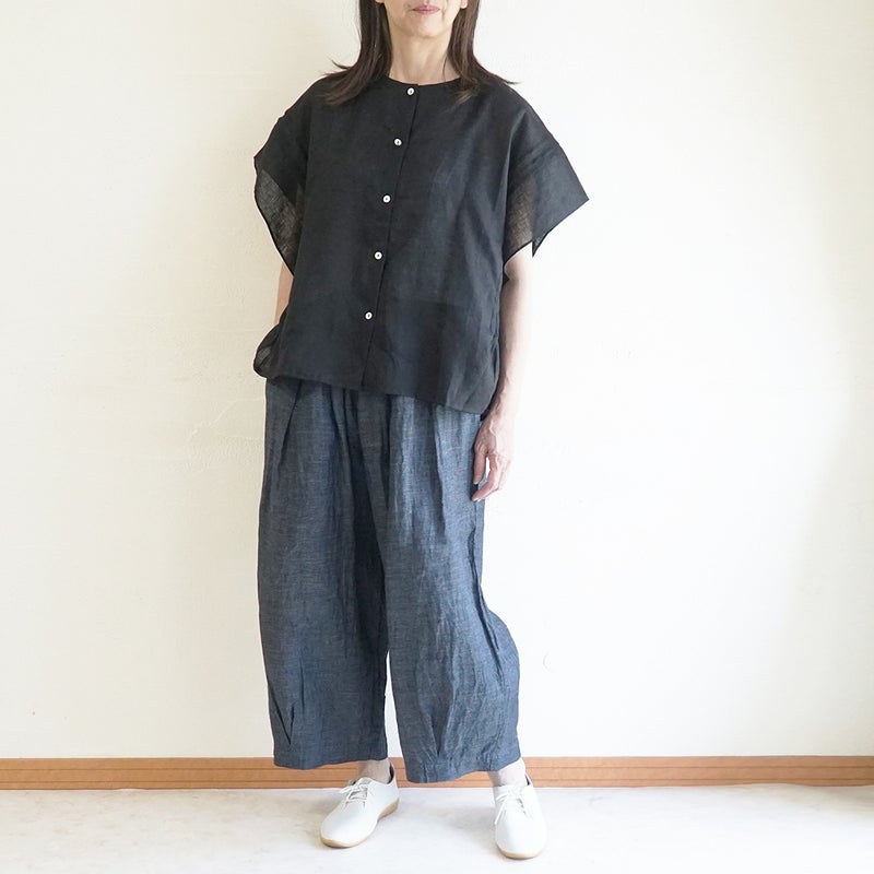 Branch m‘.,ブランチエム,ナチュラル,30代,40代,50代,60代,リネン,ゆったり,麻,ブラウス,リネンブラウス,ピンタックブラウス,ギャザーブラウス ,