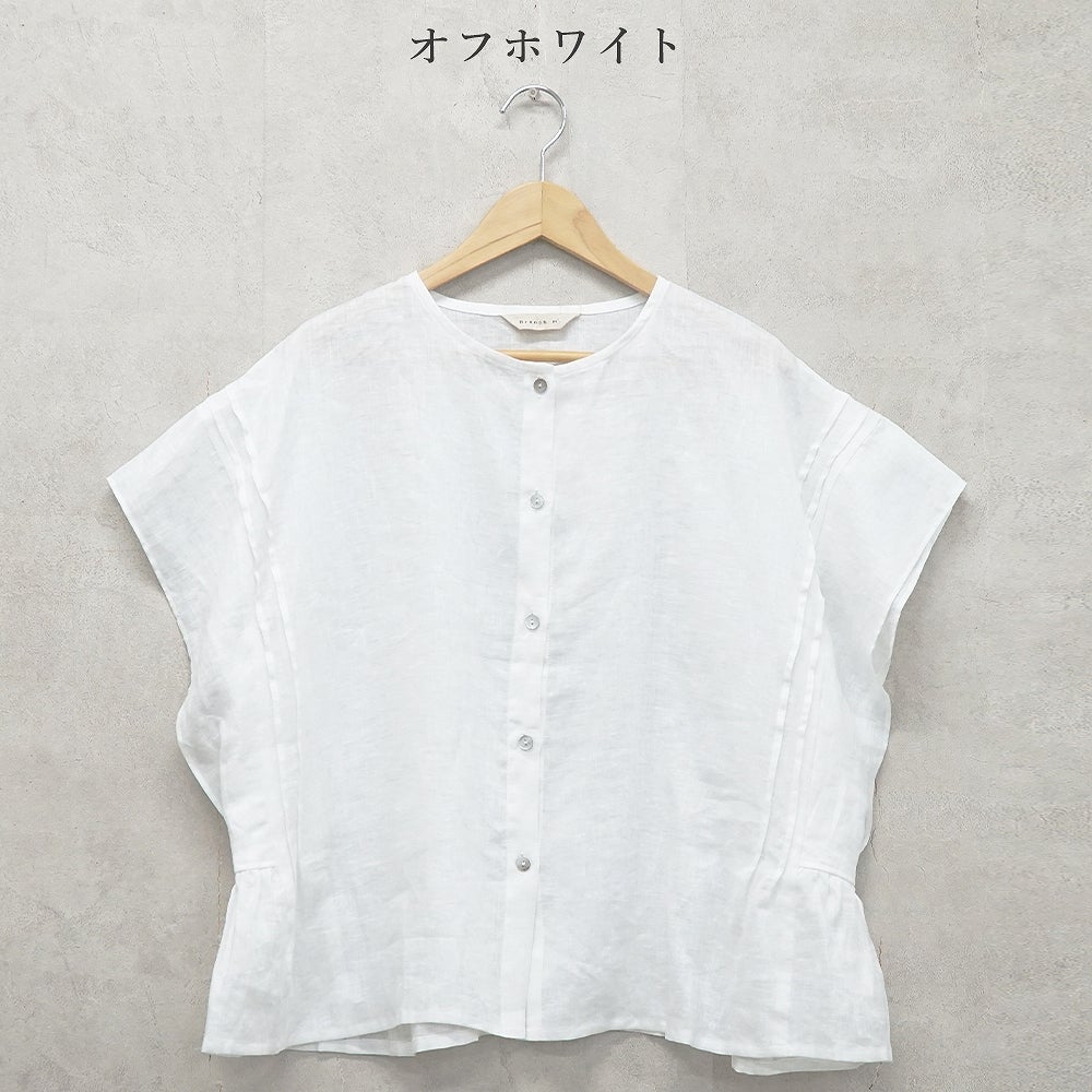Branch m‘.,ブランチエム,ナチュラル,30代,40代,50代,60代,リネン,ゆったり,麻,ブラウス,リネンブラウス,ピンタックブラウス,ギャザーブラウス ,