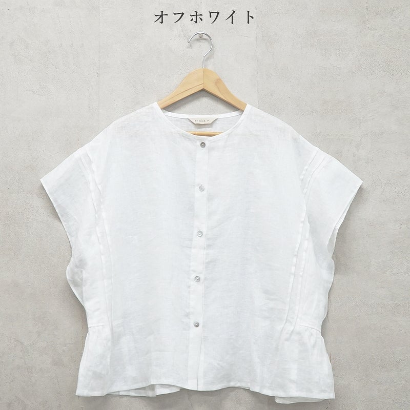 Branch m‘.,ブランチエム,ナチュラル,30代,40代,50代,60代,リネン,ゆったり,麻,ブラウス,リネンブラウス,ピンタックブラウス,ギャザーブラウス ,