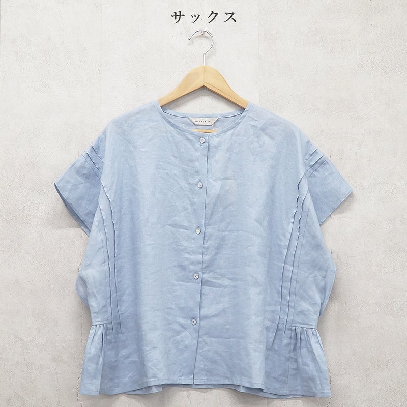 Branch m‘.,ブランチエム,ナチュラル,30代,40代,50代,60代,リネン,ゆったり,麻,ブラウス,リネンブラウス,ピンタックブラウス,ギャザーブラウス ,