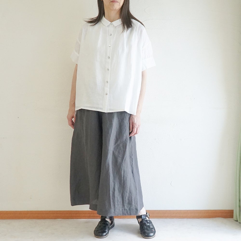 Branch m‘.,ブランチエム,ナチュラル,30代,40代,50代,60代,リネン,麻,ゆったり,パンツ,リネンパンツ ,ワイドパンツ,ギャザーパンツ,