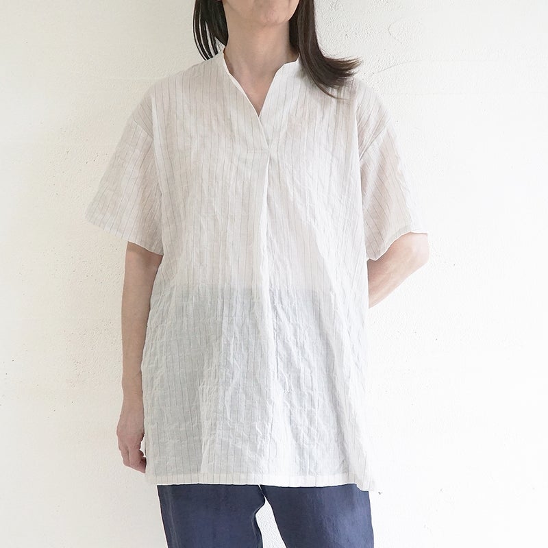 Branch m‘.,ブランチエム,ナチュラル,30代,40代,50代,60代,コットン,綿,ゆったり,ブラウス,チュニック,チュニックブラウス,スキッパーチュニック,スキッパーブラウス,ストラップ
