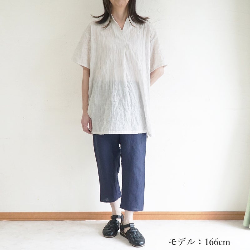 Branch m‘.,ブランチエム,ナチュラル,30代,40代,50代,60代,コットン,綿,ゆったり,ブラウス,チュニック,チュニックブラウス,スキッパーチュニック,スキッパーブラウス,ストラップ