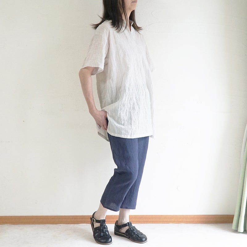 Branch m‘.,ブランチエム,ナチュラル,30代,40代,50代,60代,コットン,綿,ゆったり,ブラウス,チュニック,チュニックブラウス,スキッパーチュニック,スキッパーブラウス,ストラップ
