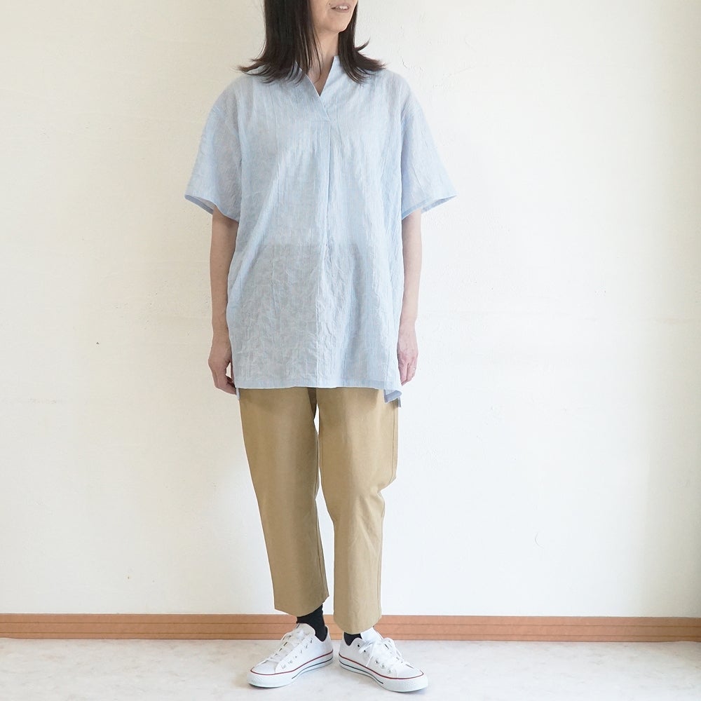 Branch m‘.,ブランチエム,ナチュラル,30代,40代,50代,60代,コットン,綿,ゆったり,ブラウス,チュニック,チュニックブラウス,スキッパーチュニック,スキッパーブラウス,ストラップ