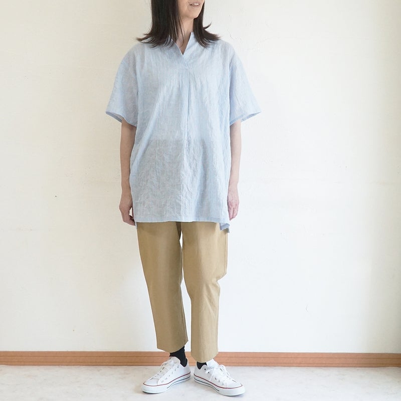 Branch m‘.,ブランチエム,ナチュラル,30代,40代,50代,60代,コットン,綿,ゆったり,ブラウス,チュニック,チュニックブラウス,スキッパーチュニック,スキッパーブラウス,ストラップ