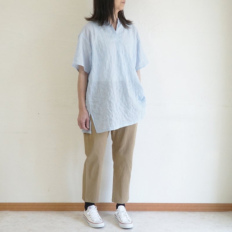 Branch m‘.,ブランチエム,ナチュラル,30代,40代,50代,60代,コットン,綿,ゆったり,ブラウス,チュニック,チュニックブラウス,スキッパーチュニック,スキッパーブラウス,ストラップ