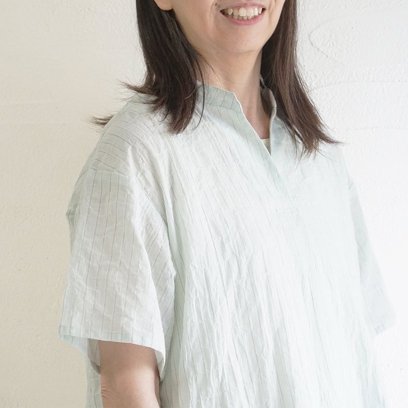 Branch m‘.,ブランチエム,ナチュラル,30代,40代,50代,60代,コットン,綿,ゆったり,ブラウス,チュニック,チュニックブラウス,スキッパーチュニック,スキッパーブラウス,ストラップ