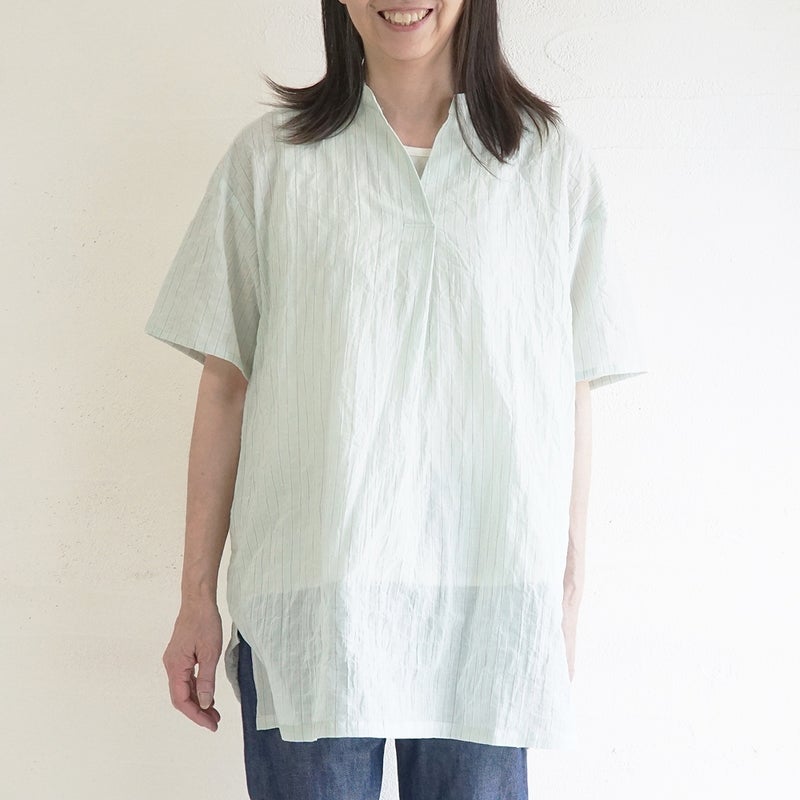 Branch m‘.,ブランチエム,ナチュラル,30代,40代,50代,60代,コットン,綿,ゆったり,ブラウス,チュニック,チュニックブラウス,スキッパーチュニック,スキッパーブラウス,ストラップ