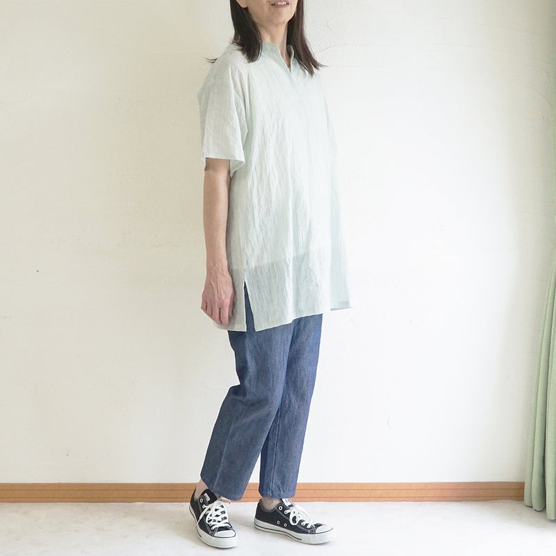Branch m‘.,ブランチエム,ナチュラル,30代,40代,50代,60代,コットン,綿,ゆったり,ブラウス,チュニック,チュニックブラウス,スキッパーチュニック,スキッパーブラウス,ストラップ