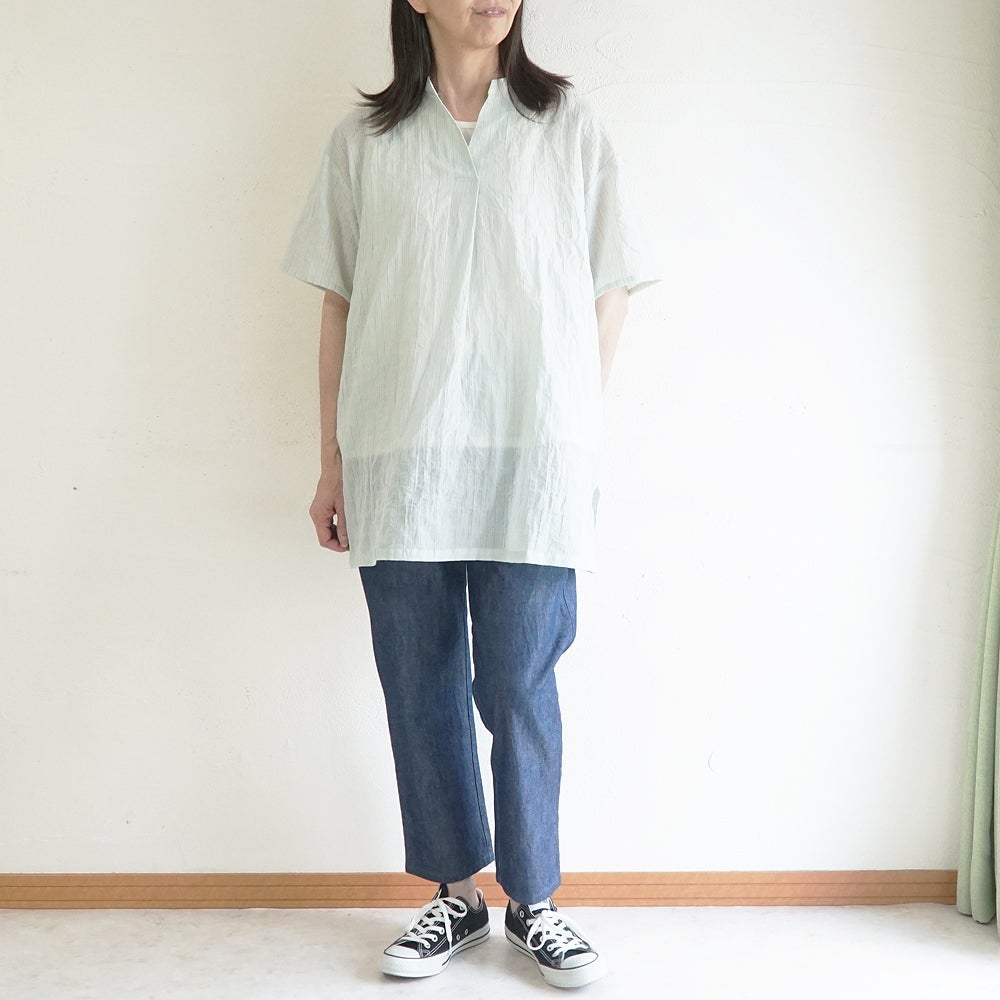 Branch m‘.,ブランチエム,ナチュラル,30代,40代,50代,60代,コットン,綿,ゆったり,ブラウス,チュニック,チュニックブラウス,スキッパーチュニック,スキッパーブラウス,ストラップ