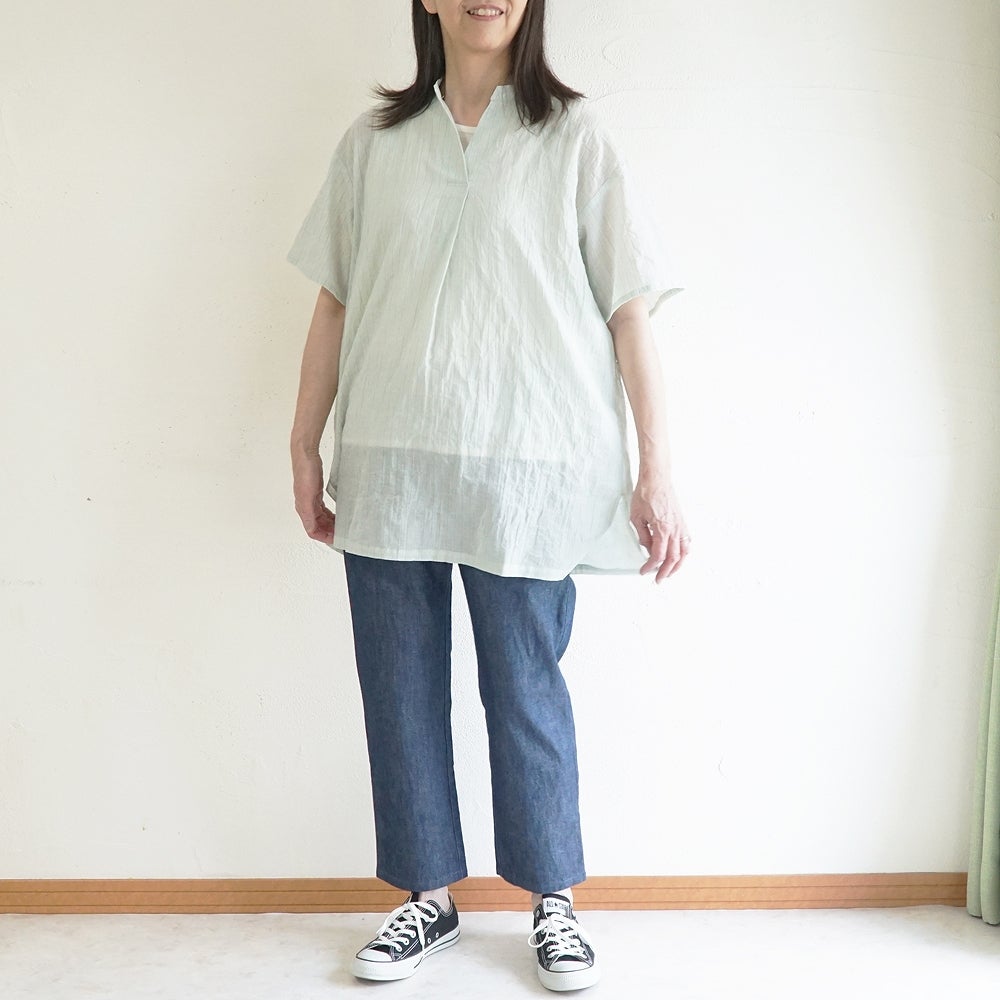 Branch m‘.,ブランチエム,ナチュラル,30代,40代,50代,60代,コットン,綿,ゆったり,ブラウス,チュニック,チュニックブラウス,スキッパーチュニック,スキッパーブラウス,ストラップ