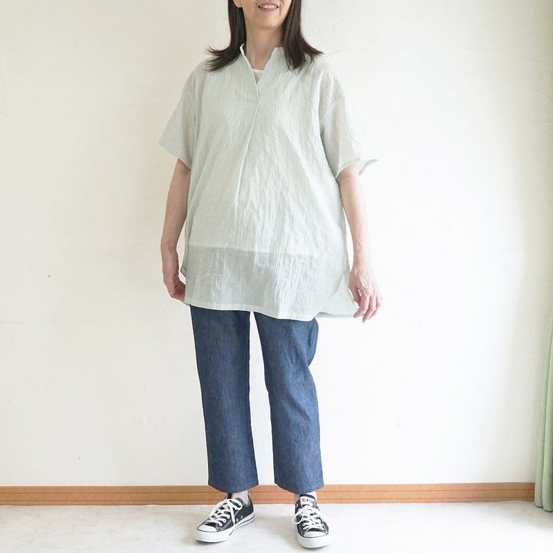 Branch m‘.,ブランチエム,ナチュラル,30代,40代,50代,60代,コットン,綿,ゆったり,ブラウス,チュニック,チュニックブラウス,スキッパーチュニック,スキッパーブラウス,ストラップ