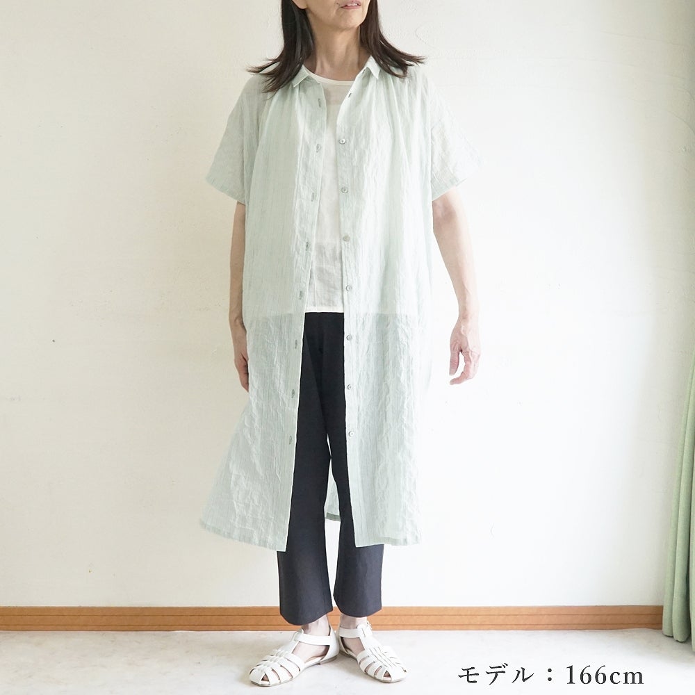 Branch m‘.,ブランチエム,ナチュラル,30代,40代,50代,60代,コットン,綿,ゆったり,ワンピース,シャツワンピース,ストライプ,ストライプワンピース