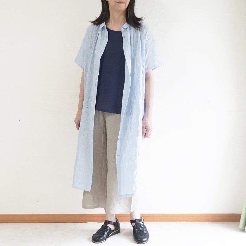 Branch m‘.,ブランチエム,ナチュラル,30代,40代,50代,60代,コットン,綿,ゆったり,ワンピース,シャツワンピース,ストライプ,ストライプワンピース