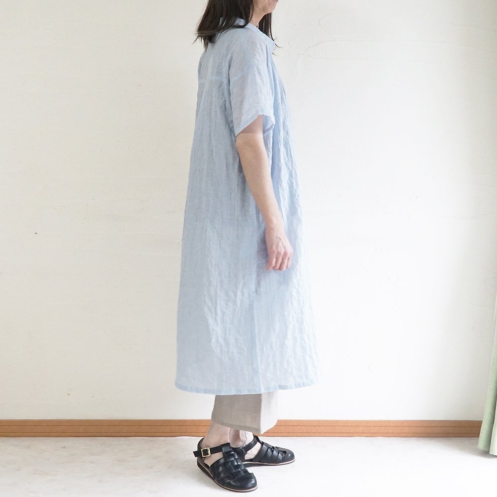 Branch m‘.,ブランチエム,ナチュラル,30代,40代,50代,60代,コットン,綿,ゆったり,ワンピース,シャツワンピース,ストライプ,ストライプワンピース