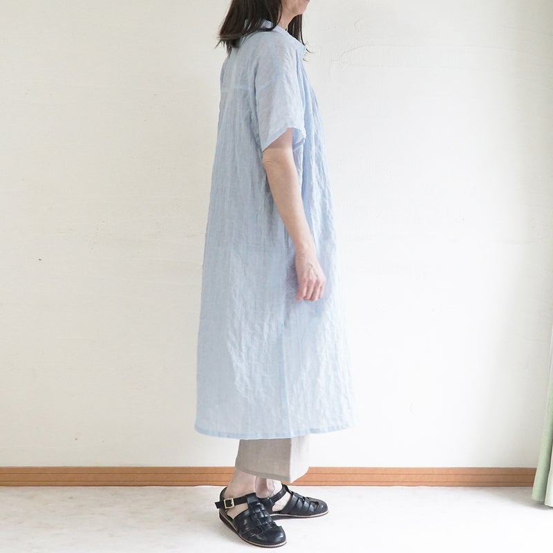 Branch m‘.,ブランチエム,ナチュラル,30代,40代,50代,60代,コットン,綿,ゆったり,ワンピース,シャツワンピース,ストライプ,ストライプワンピース