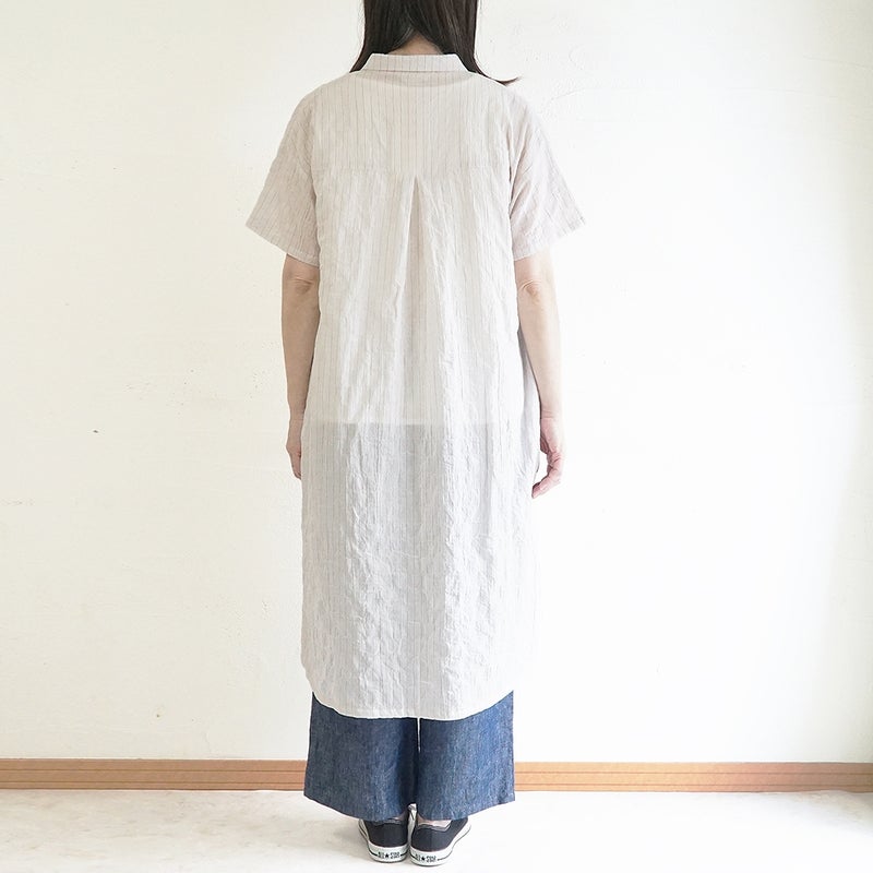Branch m‘.,ブランチエム,ナチュラル,30代,40代,50代,60代,コットン,綿,ゆったり,ワンピース,シャツワンピース,ストライプ,ストライプワンピース