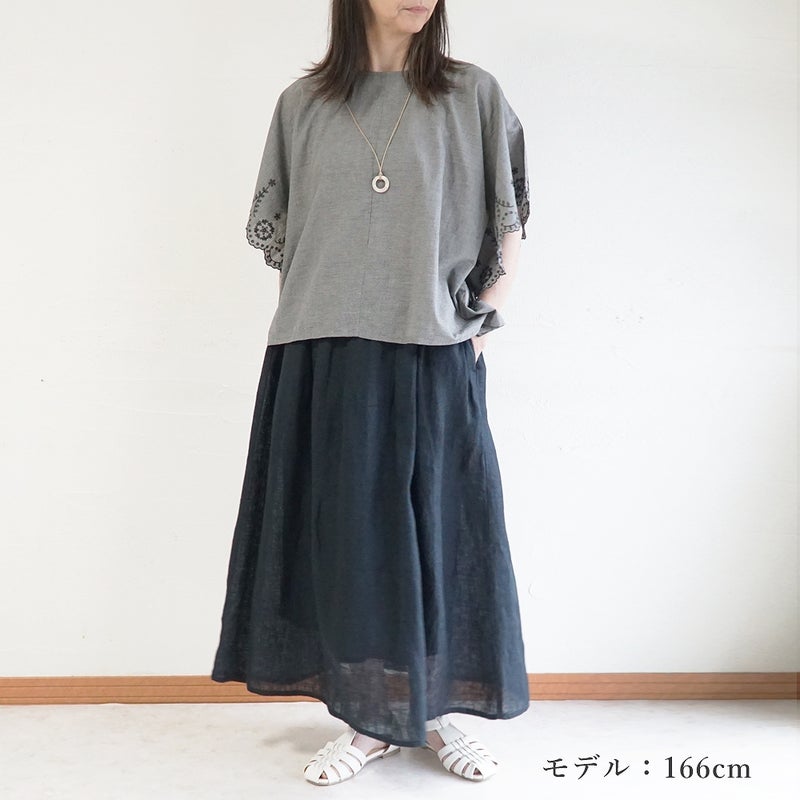 Branch m‘.,ブランチエム,ナチュラル,30代,40代,50代,60代,リネン,ゆったり,スカート,リネンスカート,ギャザースカート