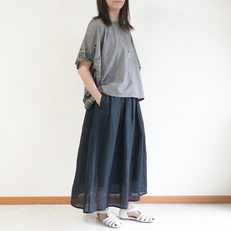 Branch m‘.,ブランチエム,ナチュラル,30代,40代,50代,60代,リネン,ゆったり,スカート,リネンスカート,ギャザースカート