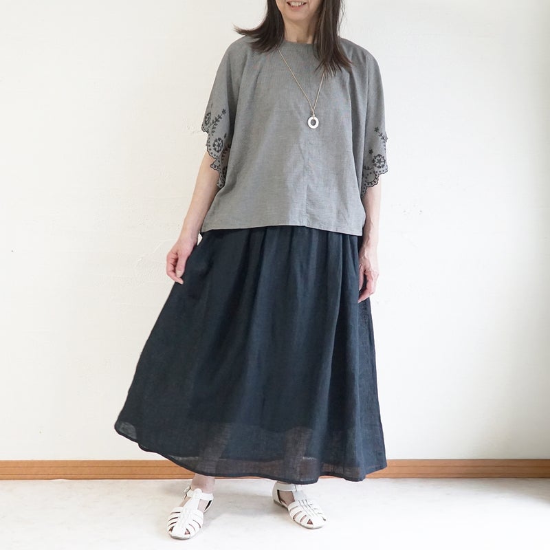 Branch m‘.,ブランチエム,ナチュラル,30代,40代,50代,60代,リネン,ゆったり,スカート,リネンスカート,ギャザースカート