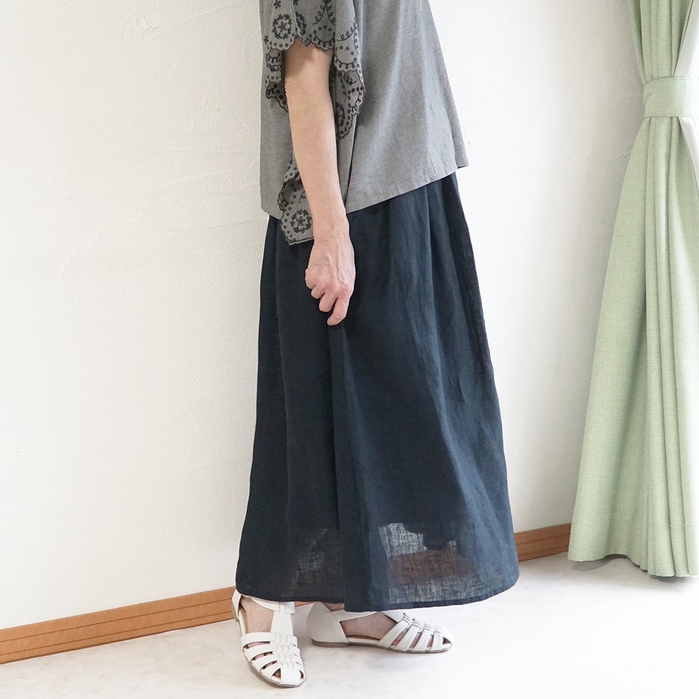 Branch m‘.,ブランチエム,ナチュラル,30代,40代,50代,60代,リネン,ゆったり,スカート,リネンスカート,ギャザースカート