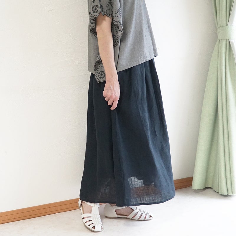 Branch m‘.,ブランチエム,ナチュラル,30代,40代,50代,60代,リネン,ゆったり,スカート,リネンスカート,ギャザースカート