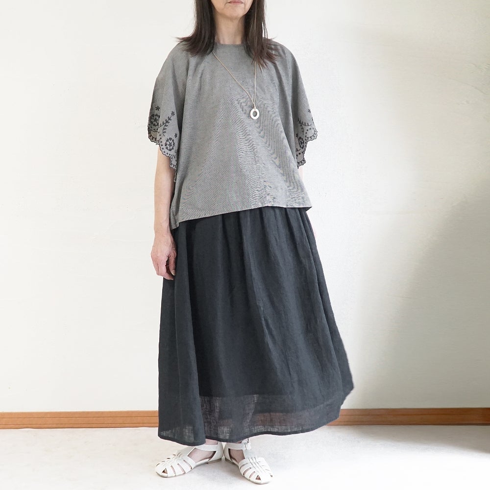Branch m‘.,ブランチエム,ナチュラル,30代,40代,50代,60代,リネン,ゆったり,スカート,リネンスカート,ギャザースカート