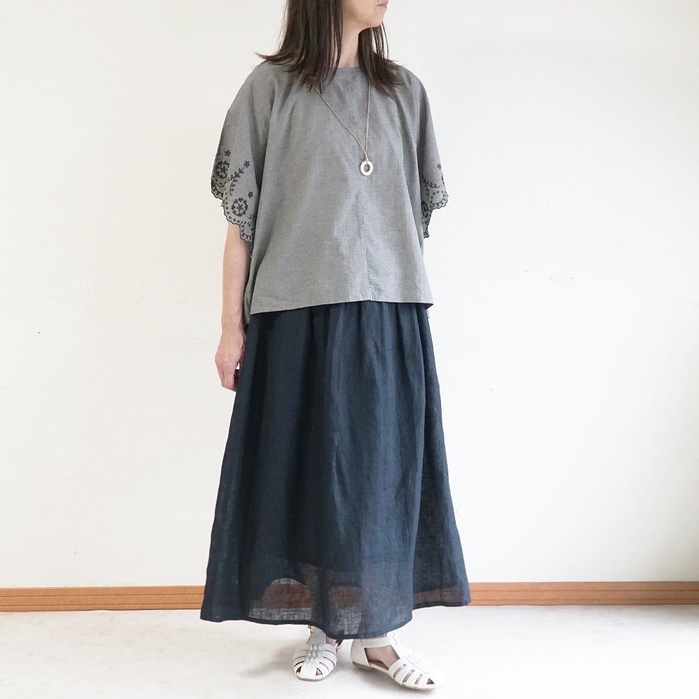 Branch m‘.,ブランチエム,ナチュラル,30代,40代,50代,60代,リネン,ゆったり,スカート,リネンスカート,ギャザースカート