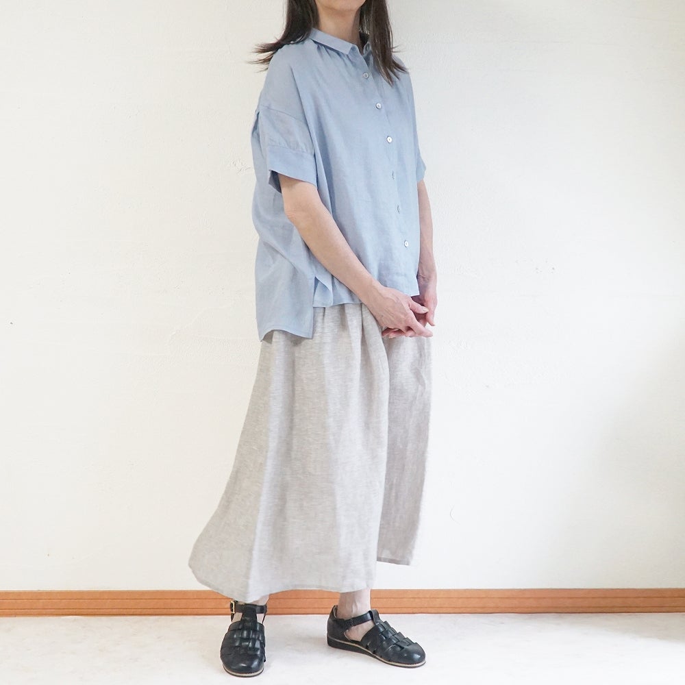 Branch m‘.,ブランチエム,ナチュラル,30代,40代,50代,60代,リネン,ゆったり,スカート,リネンスカート,ギャザースカート