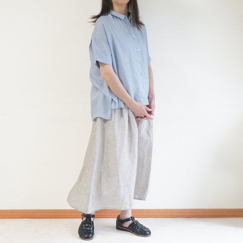 Branch m‘.,ブランチエム,ナチュラル,30代,40代,50代,60代,リネン,ゆったり,スカート,リネンスカート,ギャザースカート