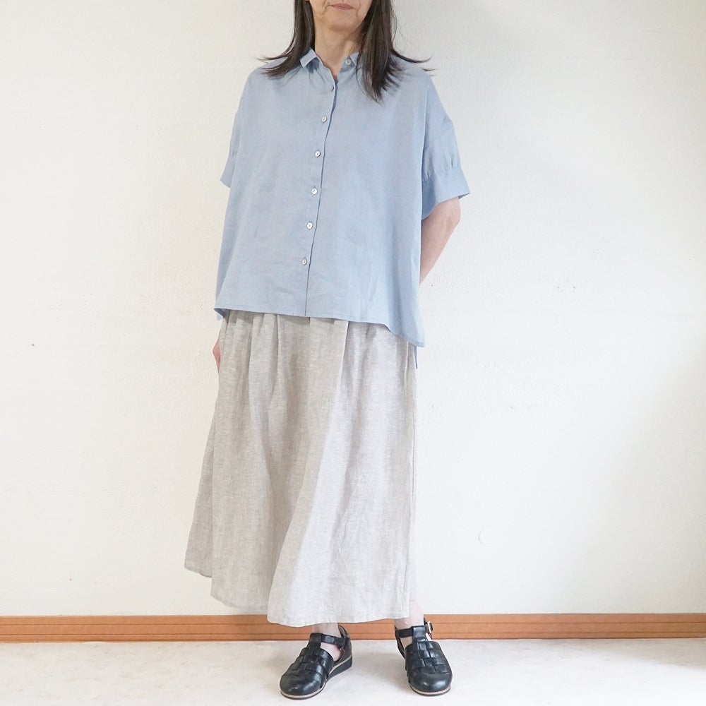 Branch m‘.,ブランチエム,ナチュラル,30代,40代,50代,60代,リネン,ゆったり,スカート,リネンスカート,ギャザースカート