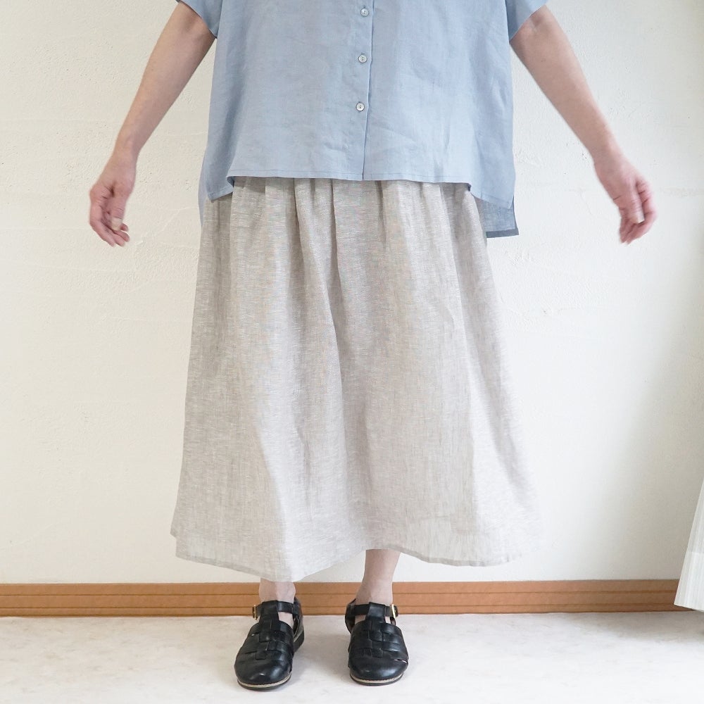 Branch m‘.,ブランチエム,ナチュラル,30代,40代,50代,60代,リネン,ゆったり,スカート,リネンスカート,ギャザースカート
