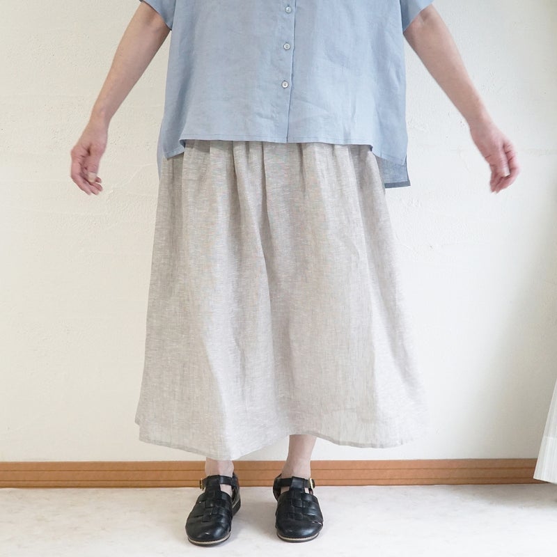 Branch m‘.,ブランチエム,ナチュラル,30代,40代,50代,60代,リネン,ゆったり,スカート,リネンスカート,ギャザースカート