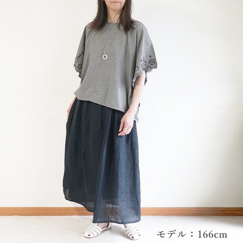 Branch m‘.,ブランチエム,ナチュラル,30代,40代,50代,60代,コットンリネン,綿麻,ゆったり,ブラウス,ワイドブラウス,刺繍,刺繍ブラウス