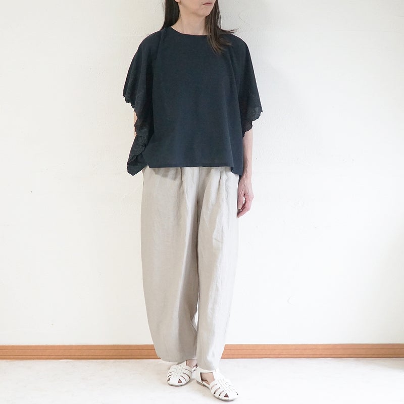 Branch m‘.,ブランチエム,ナチュラル,30代,40代,50代,60代,コットンリネン,綿麻,ゆったり,ブラウス,ワイドブラウス,刺繍,刺繍ブラウス