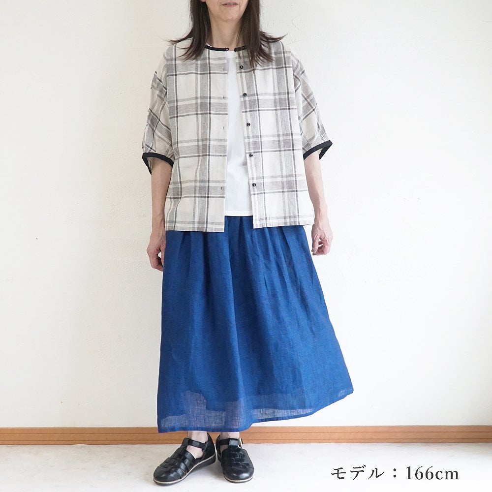 Branch m‘.,ブランチエム,ナチュラル,30代,40代,50代,60代,コットンリネン,綿麻,ゆったり,ブラウス,ドルマンブラウス,チェック,チェック柄,チェックブラウス 