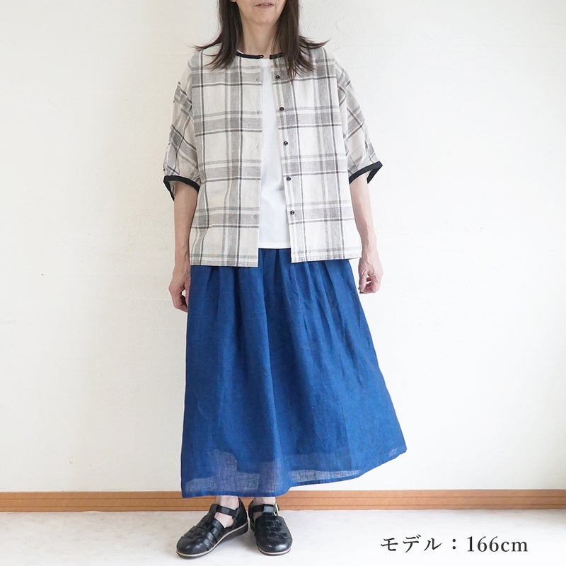 Branch m‘.,ブランチエム,ナチュラル,30代,40代,50代,60代,コットンリネン,綿麻,ゆったり,ブラウス,ドルマンブラウス,チェック,チェック柄,チェックブラウス 